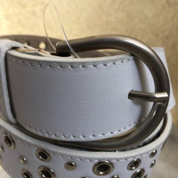 Donald Pliner Belt White Leather Embellished Metal Studs New NWT $225 adjustable main image 7